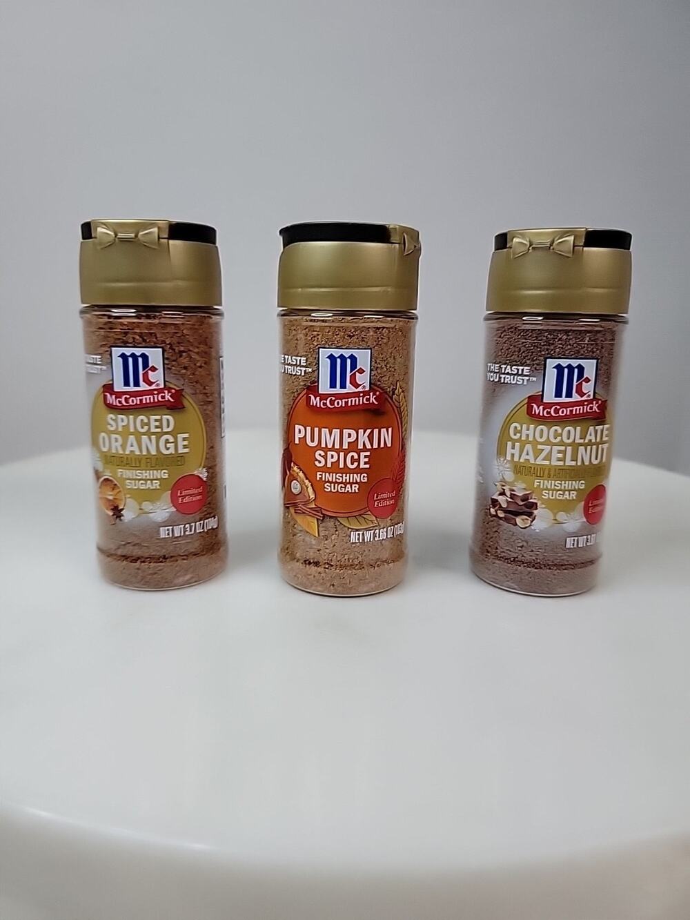 McCormick Finishing Sugar X 3- Spiced Orange, Chocolate Hazelnut, Pumpkin Spice